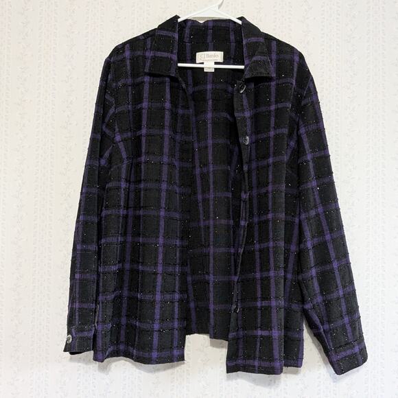 CJ Banks Tops - C.J. Banks Shirt Women's Size 1X Purple Black Metallic Plaid Whimsigoth